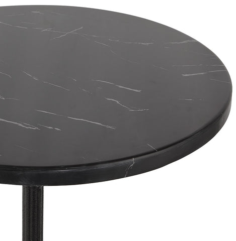 Landelijke ronde en hoge tafel 'DOMY ROUND' in zwart gemarmerde steen - 60x60 cm