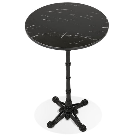 Landelijke ronde en hoge tafel 'DOMY ROUND' in zwart gemarmerde steen - 60x60 cm