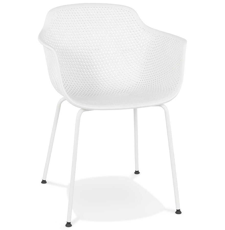 White perforated chair with armrests 'DRAK' indoor/outdoor