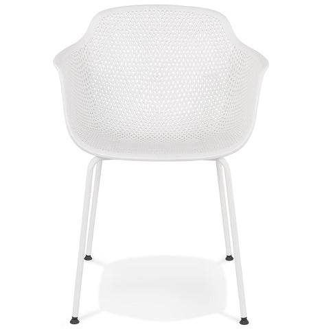 White perforated chair with armrests 'DRAK' indoor/outdoor