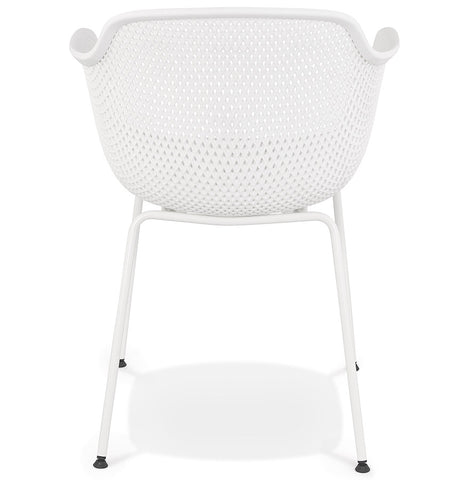 White perforated chair with armrests 'DRAK' indoor/outdoor