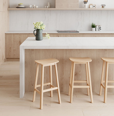 Design bar stool 'DUMAS' in natural wood finish