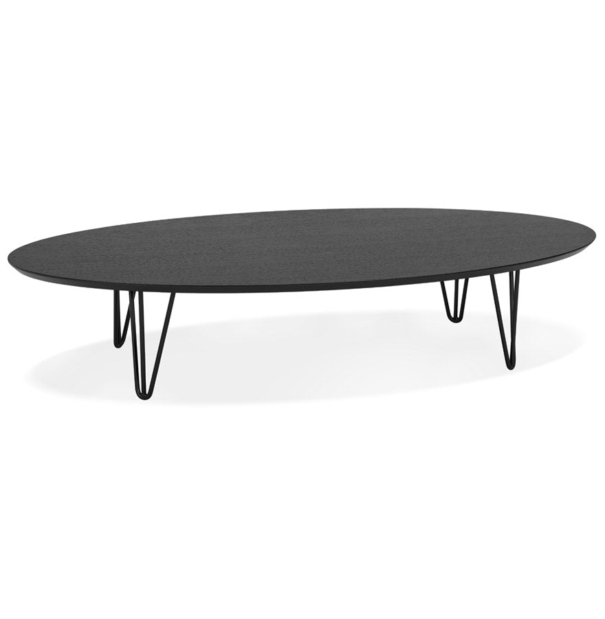 Large coffee table 'ELYPSE' in wood and black metal