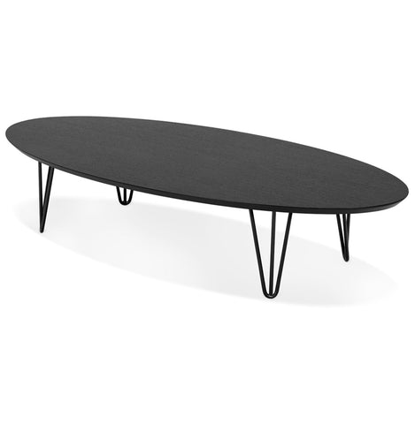 Large coffee table 'ELYPSE' in wood and black metal