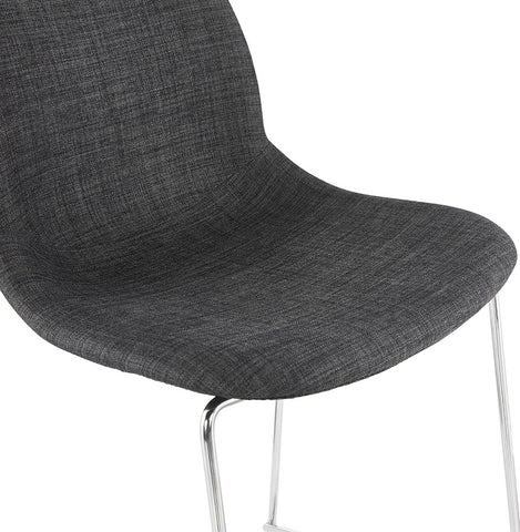 Stackable bar stool 'FAKIR' in dark gray fabric and base in chromed metal