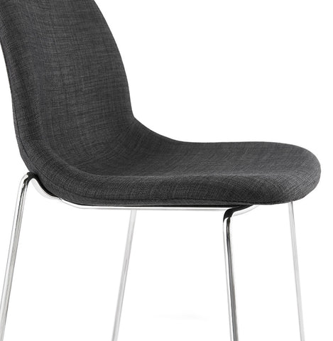 Stackable bar stool 'FAKIR' in dark gray fabric and base in chromed metal