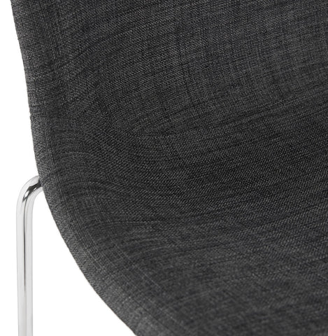 Stackable bar stool 'FAKIR' in dark gray fabric and base in chromed metal