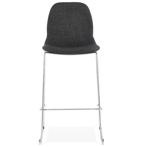 Stackable bar stool 'FAKIR' in dark gray fabric and base in chromed metal