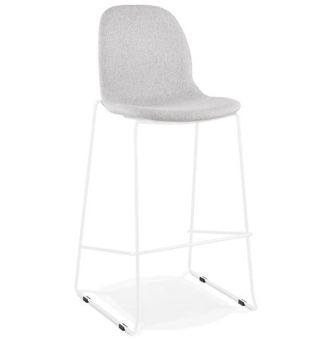 Stackable barstool 'FAKIR' in light grey fabric and white metal base