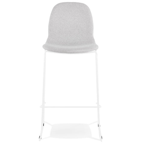 Stackable barstool 'FAKIR' in light grey fabric and white metal base