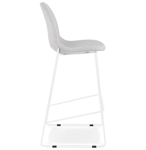 Stackable barstool 'FAKIR' in light grey fabric and white metal base