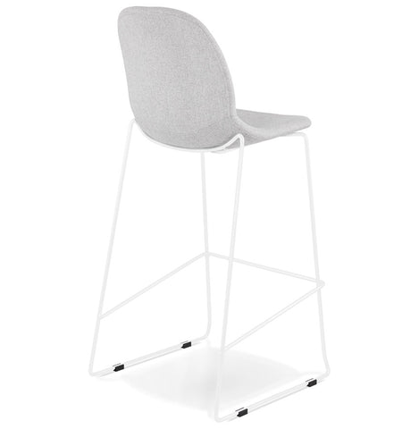 Stackable barstool 'FAKIR' in light grey fabric and white metal base