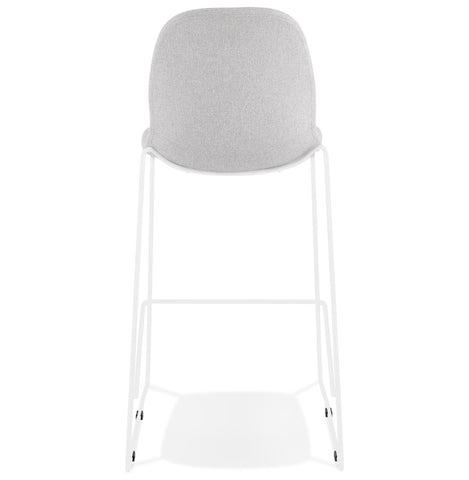 Stackable barstool 'FAKIR' in light grey fabric and white metal base