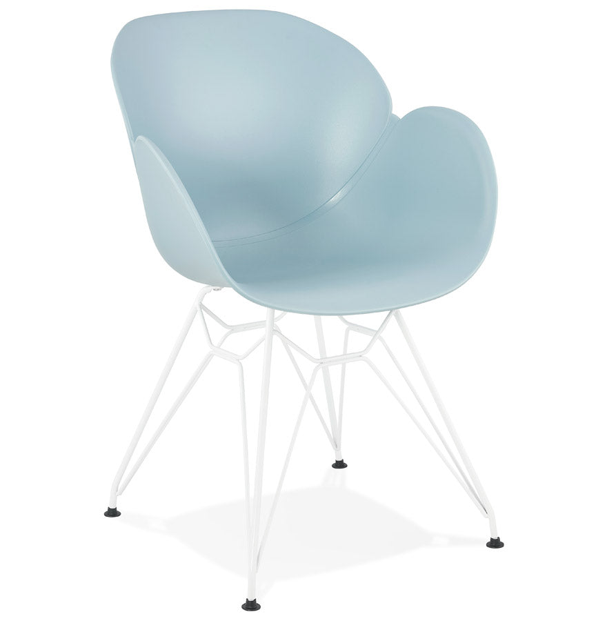 Modern chair 'FIDJI' blue with white metal legs