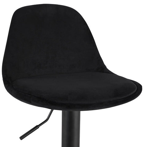 Adjustable stool 'FINLEY' in black velvet with black metal leg