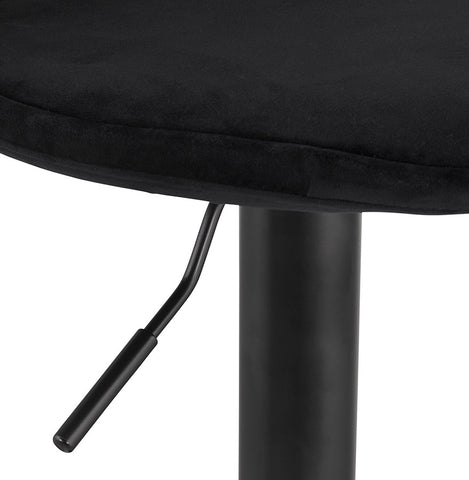 Adjustable stool 'FINLEY' in black velvet with black metal leg