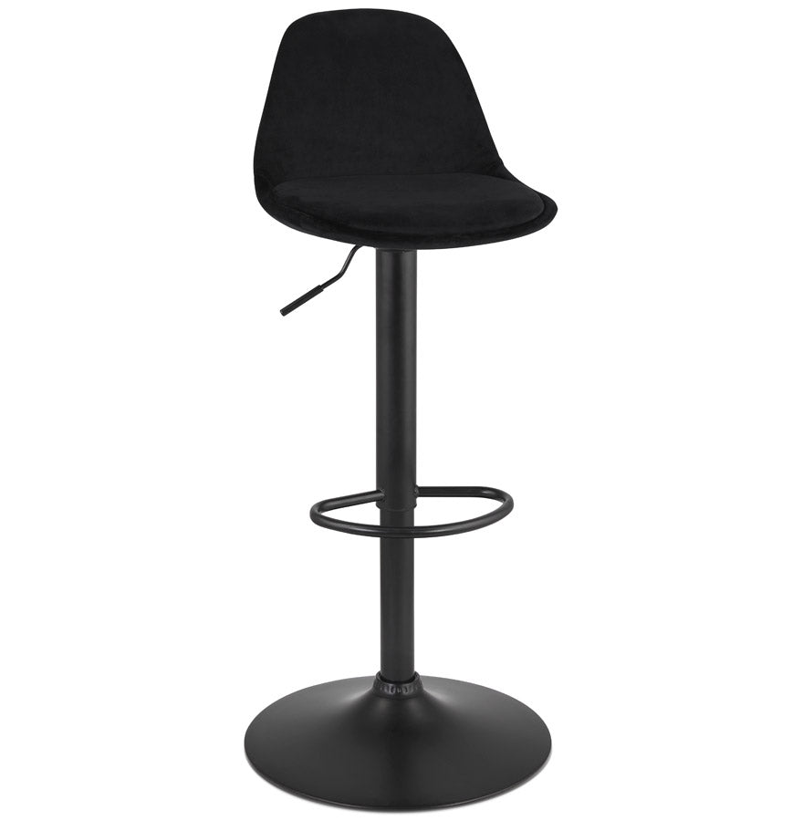 Adjustable stool 'FINLEY' in black velvet with black metal leg