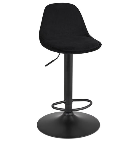 Adjustable stool 'FINLEY' in black velvet with black metal leg