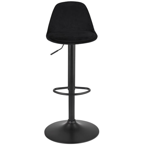 Adjustable stool 'FINLEY' in black velvet with black metal leg