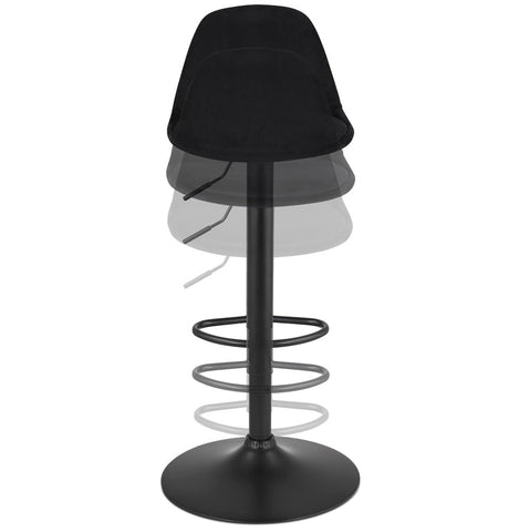 Adjustable stool 'FINLEY' in black velvet with black metal leg