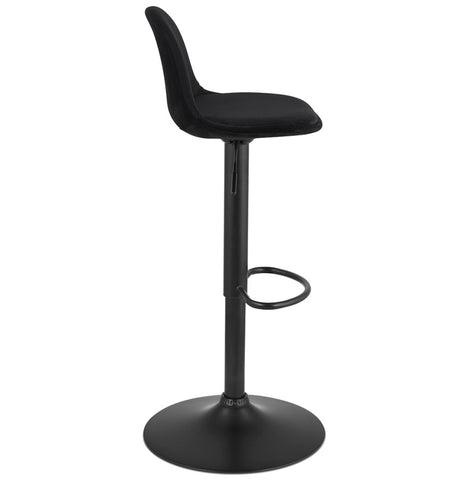 Adjustable stool 'FINLEY' in black velvet with black metal leg