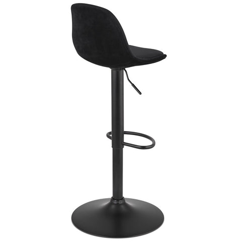 Adjustable stool 'FINLEY' in black velvet with black metal leg