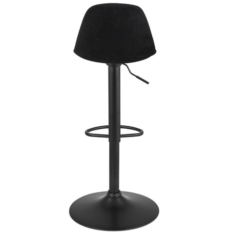 Adjustable stool 'FINLEY' in black velvet with black metal leg