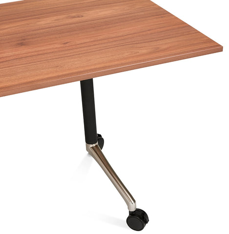 Folding desk 'FLEXO' on wheels in walnut wood finish - 140 x 70 cm