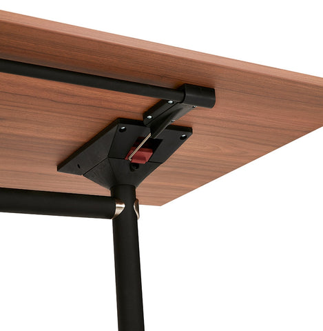 Folding desk 'FLEXO' on wheels in walnut wood finish - 140 x 70 cm