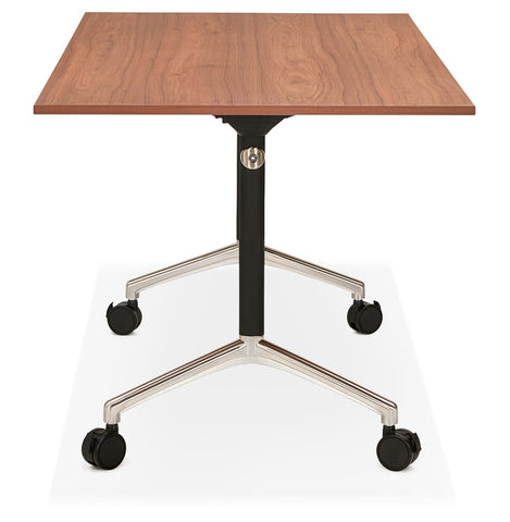 Folding desk 'FLEXO' on wheels in walnut wood finish - 140 x 70 cm