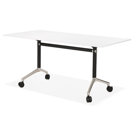 Groot opvouwbaar bureau 'FLEXO' wit op wielen - 160x80 cm