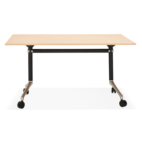 Foldable desk 'FLEXO' on wheels in natural wood finish - 140 x 70 cm