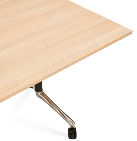 Large folding desk 'FLEXO' on wooden castors, natural finish - 160x80 cm