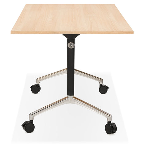 Large folding desk 'FLEXO' on wooden castors, natural finish - 160x80 cm