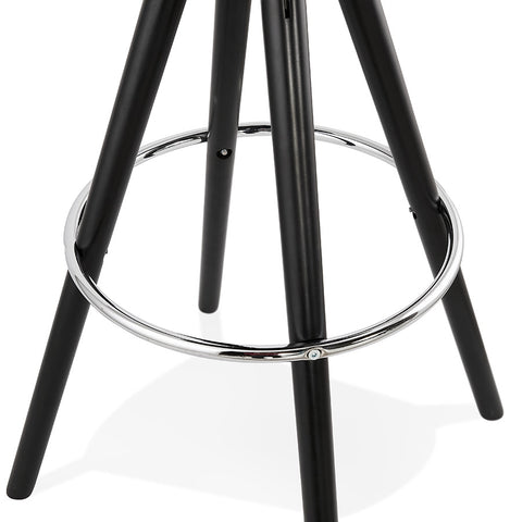 Mid-height stool 'FLORENCE MINI' in white terry cloth with 4 black wooden legs