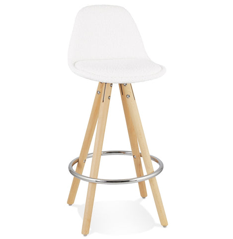 Scandinavian half-high stool 'FLORENCE MINI' in white terry fabric