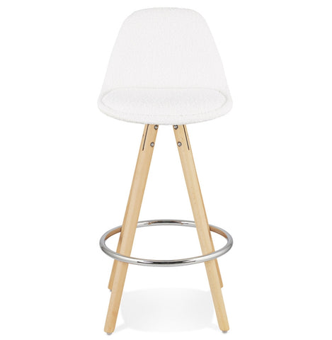 Scandinavian half-high stool 'FLORENCE MINI' in white terry fabric