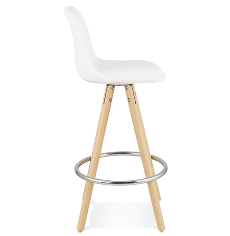 Scandinavian half-high stool 'FLORENCE MINI' in white terry fabric