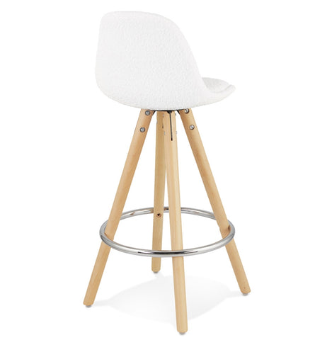 Scandinavian half-high stool 'FLORENCE MINI' in white terry fabric