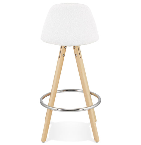 Scandinavian half-high stool 'FLORENCE MINI' in white terry fabric