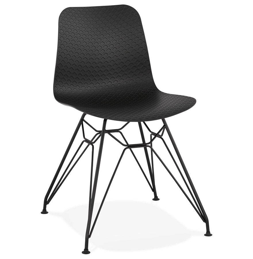 Design chair 'GAUDY' black industrial style with black metal base