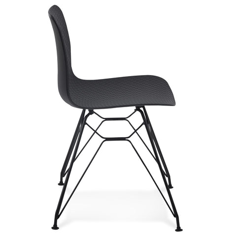 Design chair 'GAUDY' black industrial style with black metal base