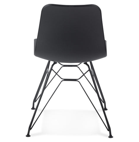 Design chair 'GAUDY' black industrial style with black metal base