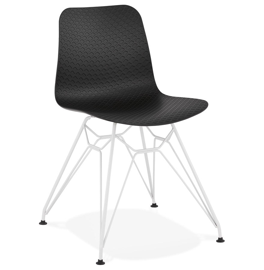 Modern chair 'GAUDY' black with white metal legs