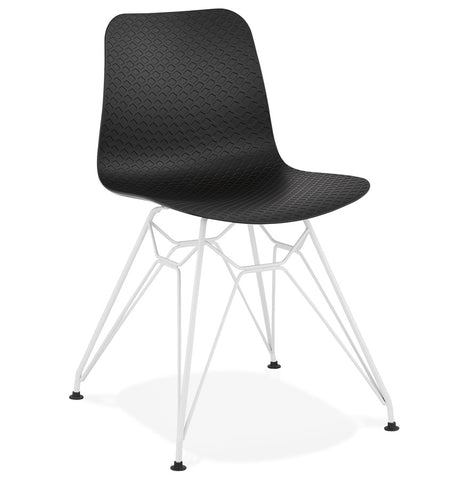 Modern chair 'GAUDY' black with white metal legs