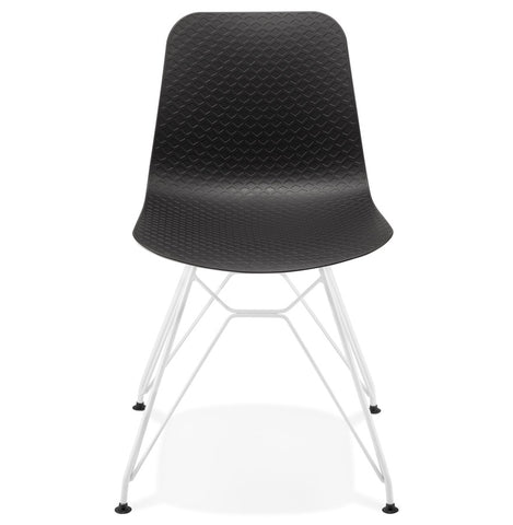 Modern chair 'GAUDY' black with white metal legs