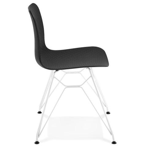 Modern chair 'GAUDY' black with white metal legs