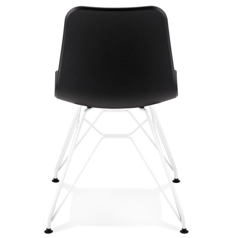 Modern chair 'GAUDY' black with white metal legs