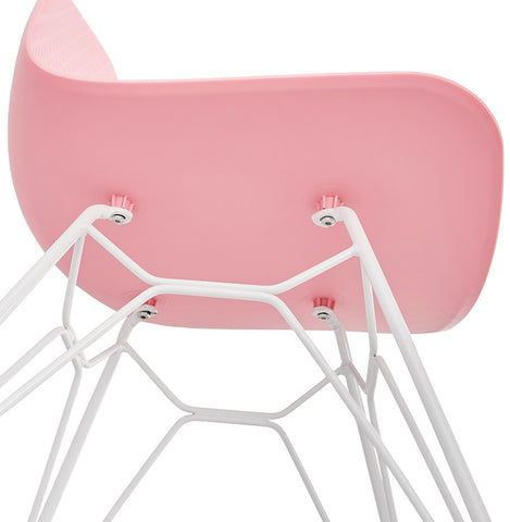 Modern chair 'GAUDY' pink with white metal base