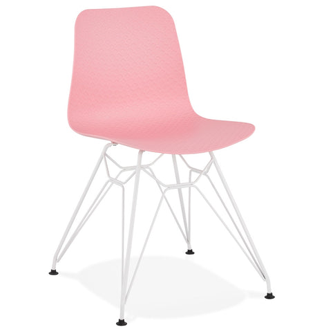 Modern chair 'GAUDY' pink with white metal base